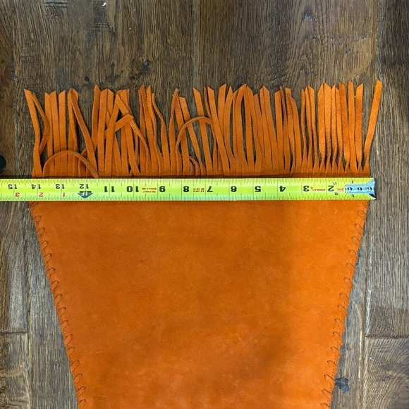 BAG TOTE PURSE Suede Orange Unbranded Shoulder Bag with Fringe - Picture 9 of 13